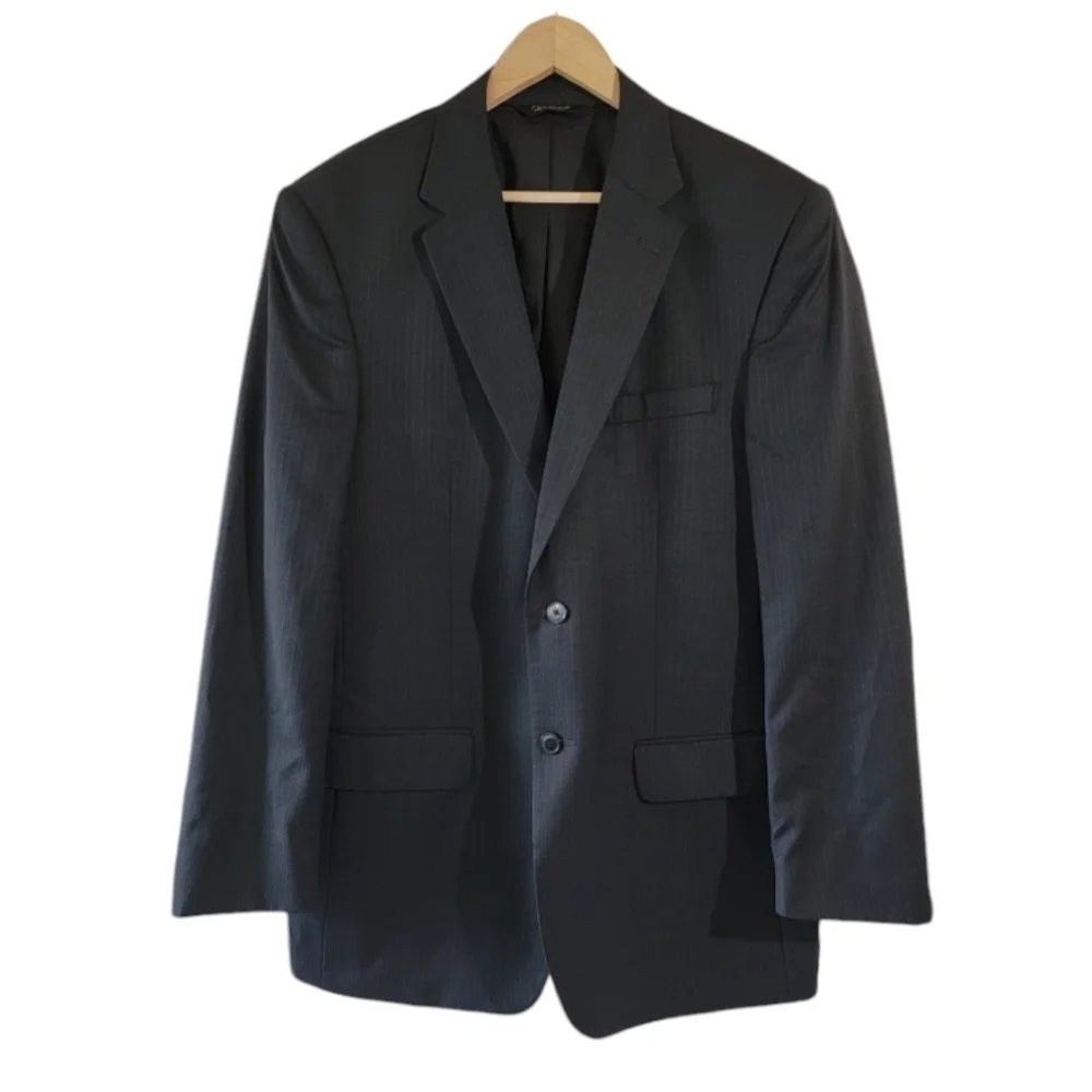 Jos. A. Bank Tailored Fit Traveler's Collection 100% Wool Sport Coat 42L Black